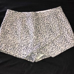 White leopard Express shorts with silver shimmer